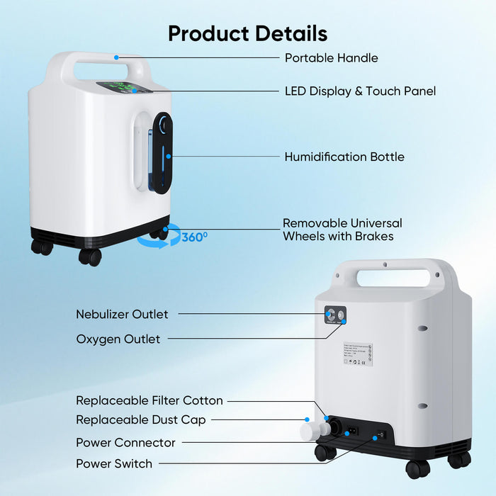 VARON DF-011 |Continuous Flow Home-Use 1-8L/Min Oxygen Concentrator