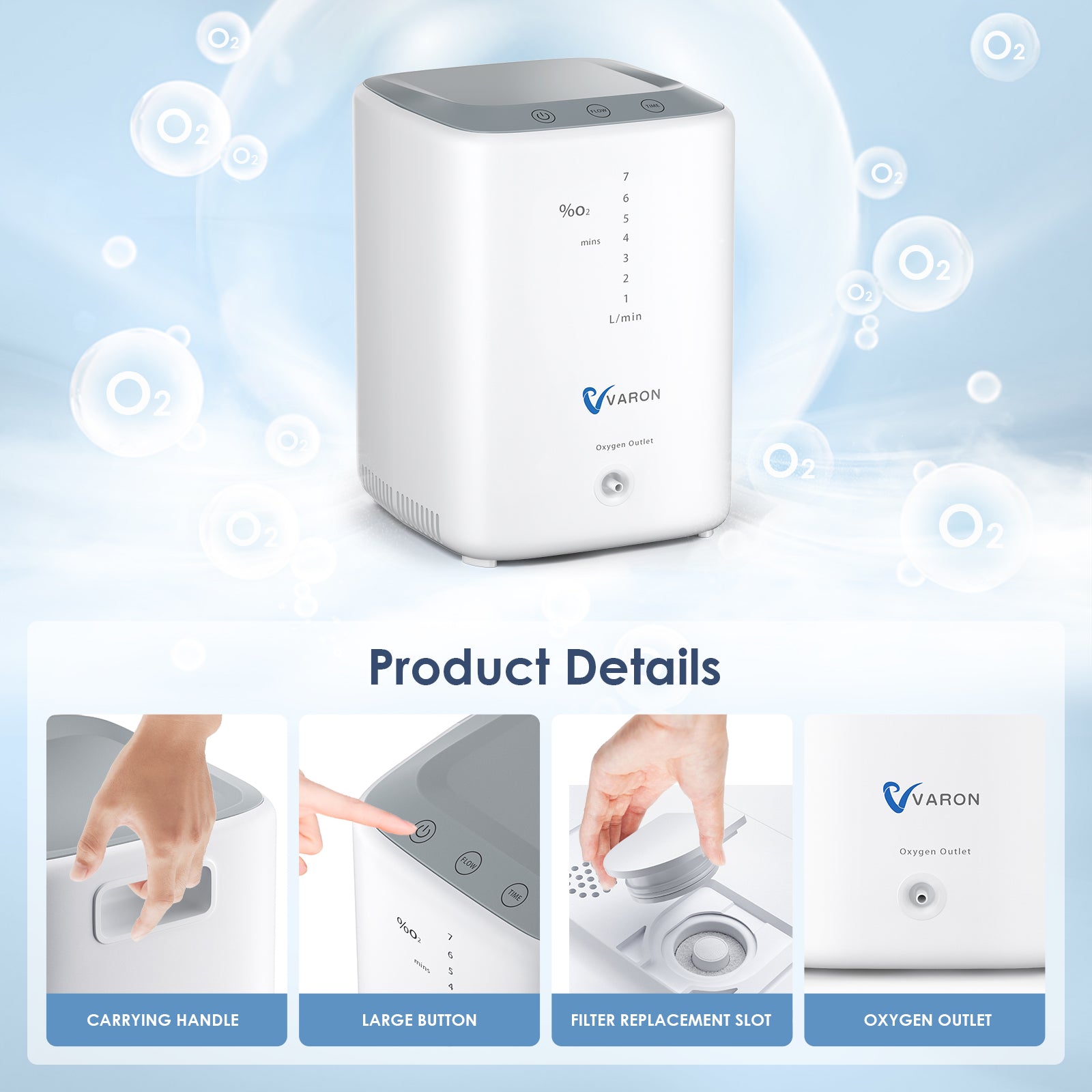 VARON 1-7L/min  Home Oxygen Concentrator VH-3