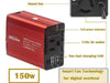150W Car Power Inverter DC/AC Car with 3.1A Dual USB Car Adapter-Red - VARON