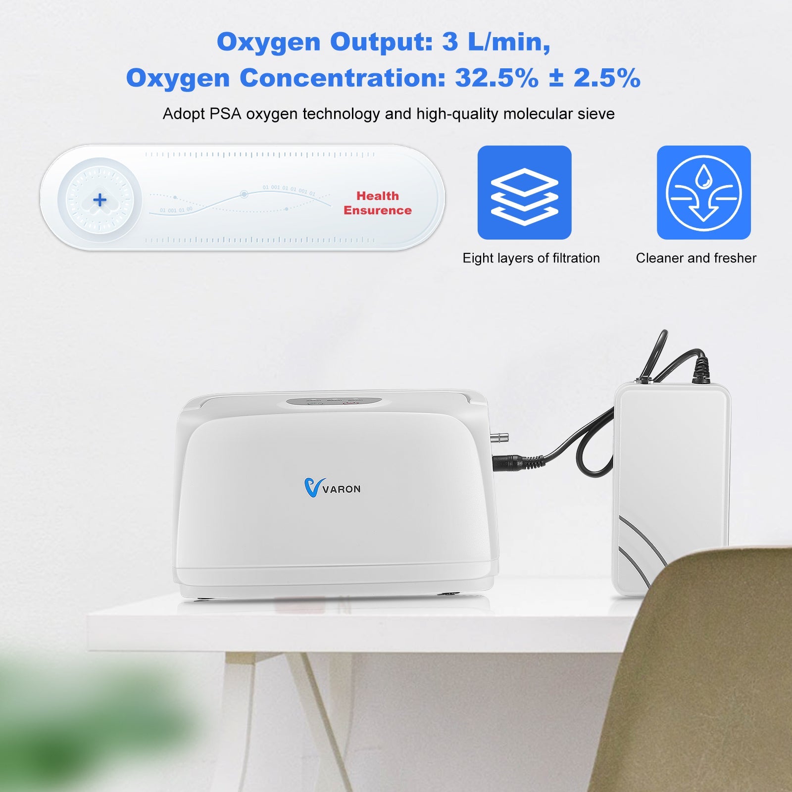 VARON 3L/min Portable Oxygen Concentrator VL-1