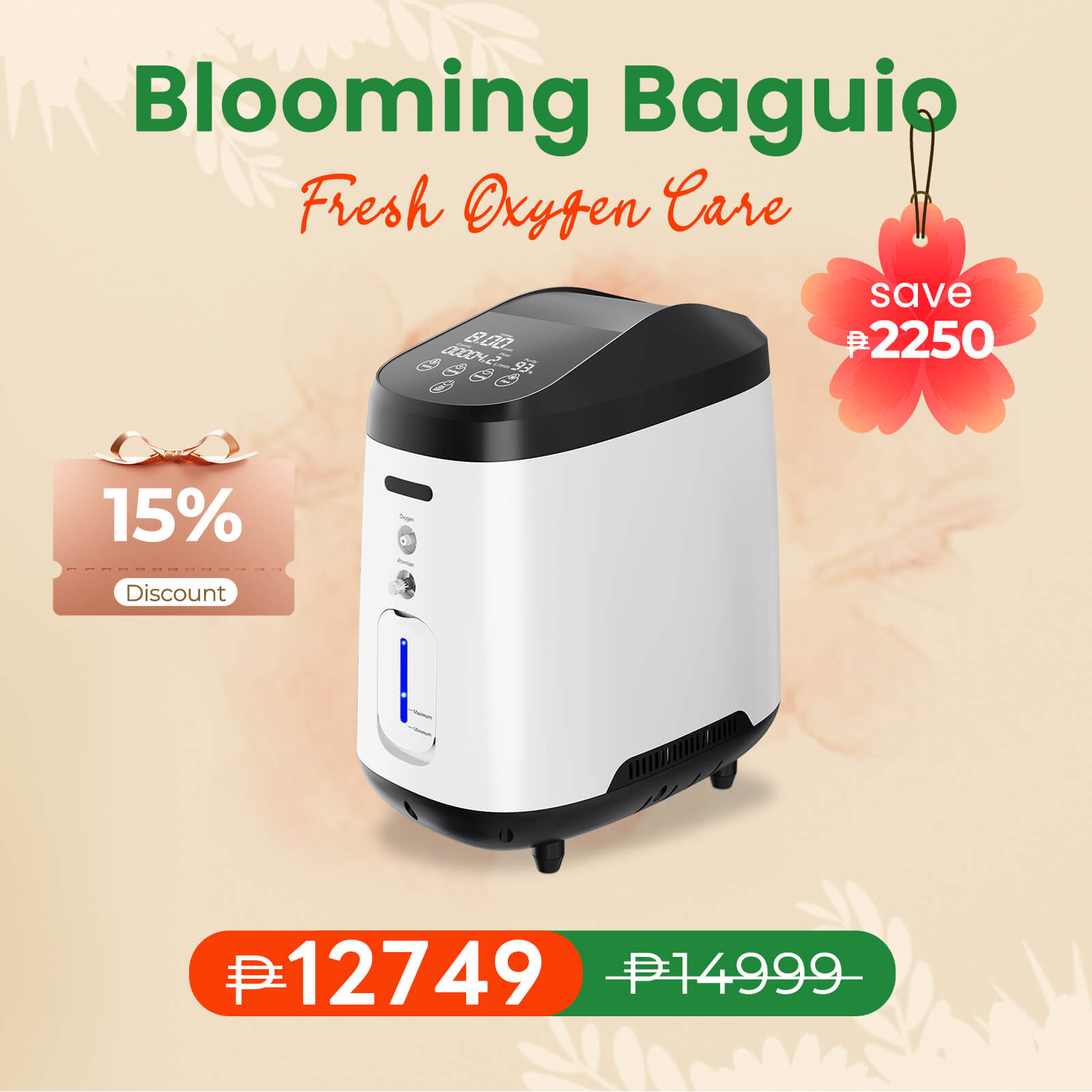 VARON 1-8L/min Home Oxygen Concentrator VH-2 PRO