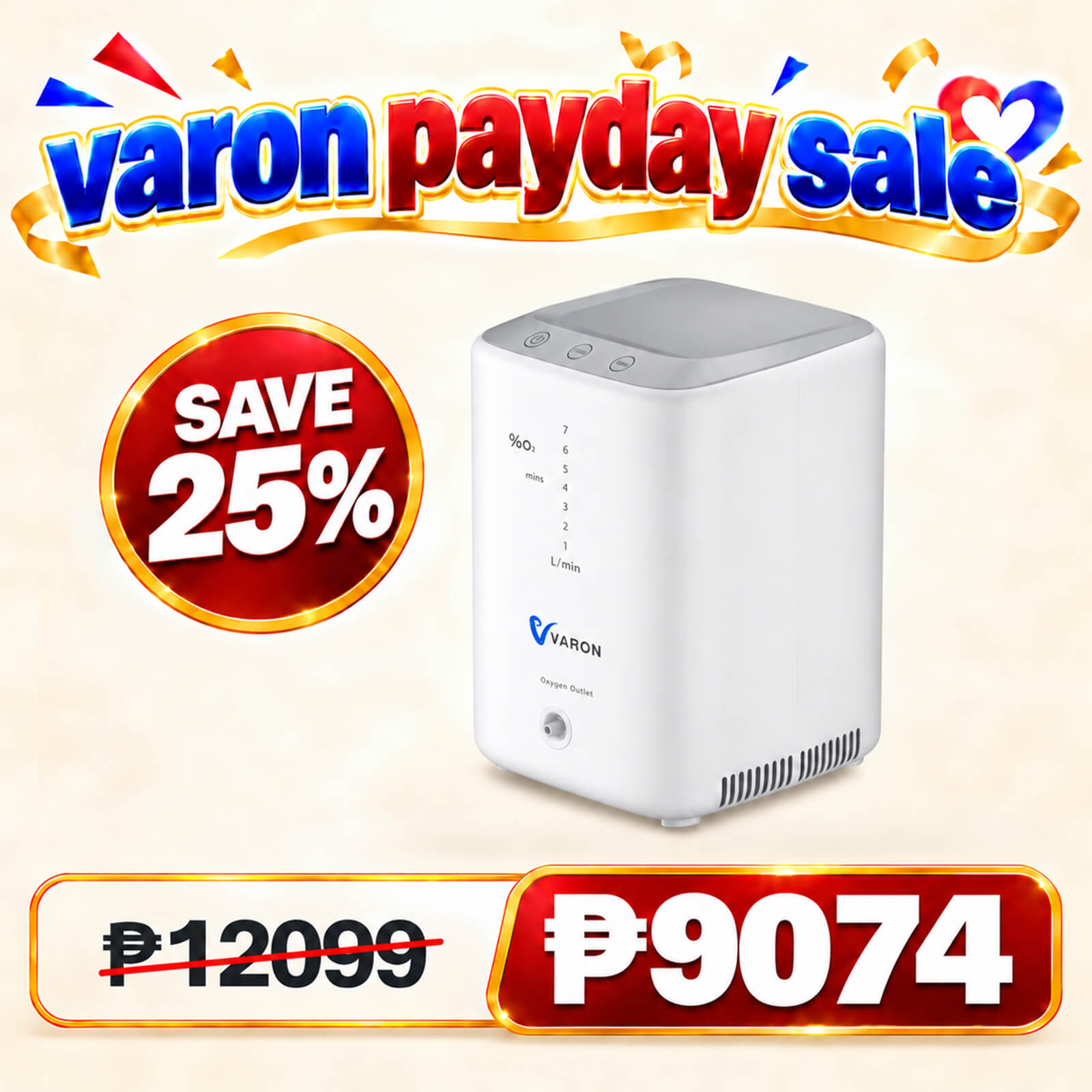 VARON 1-7L/min  Home Oxygen Concentrator VH-3