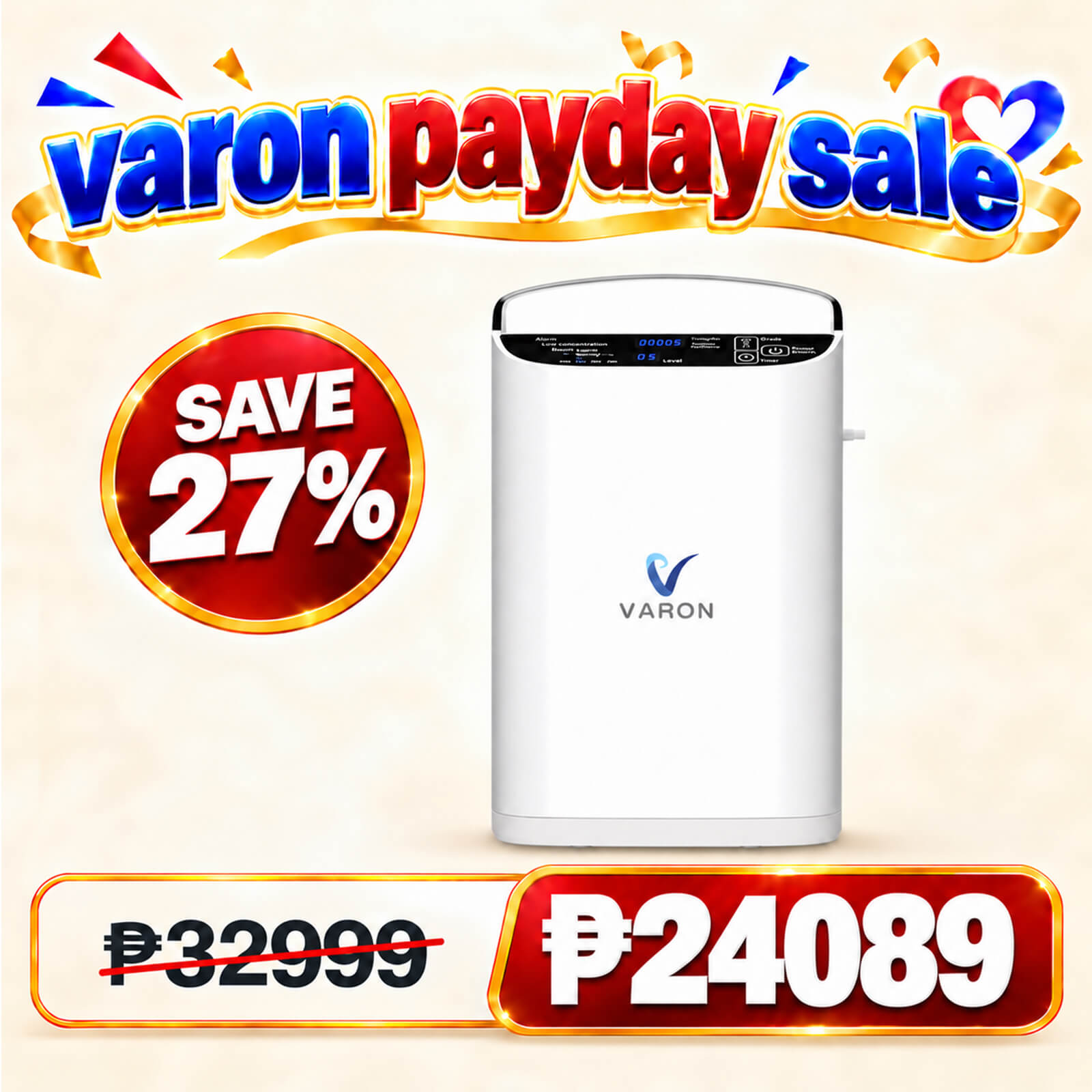 VARON 5L Pulse Flow Portable Oxygen Concentrator VP-1