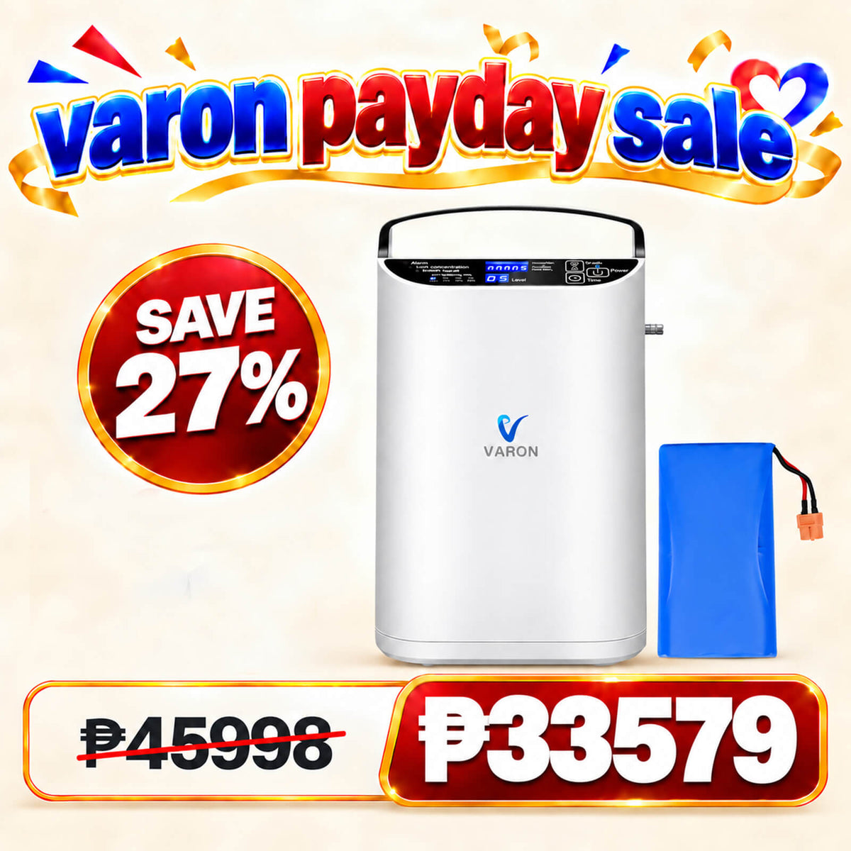 VARON 5L Pulse Flow Portable Oxygen Concentrator VP-1