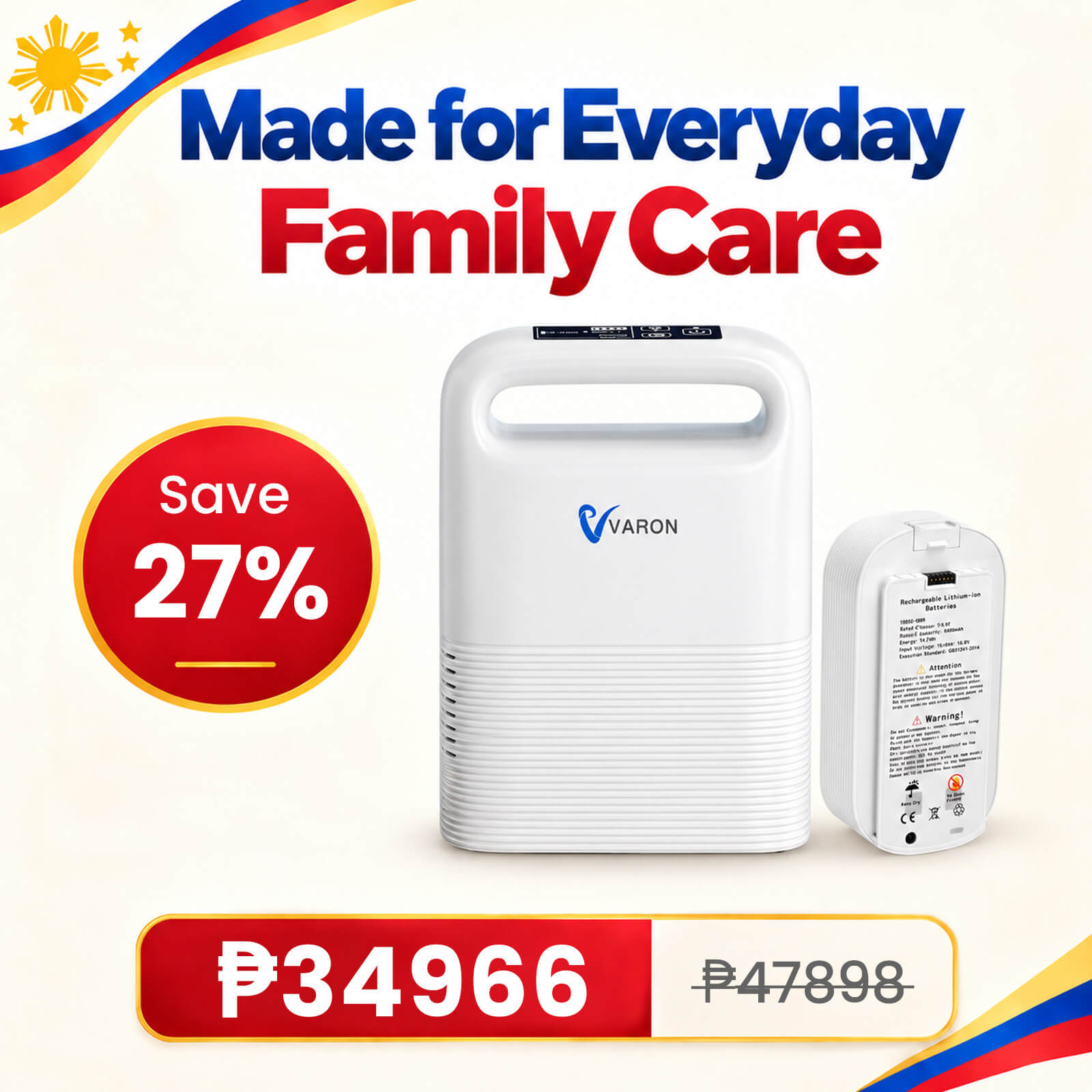 VARON 5L Pulse Flow Portable Oxygen Concentrator VP-2