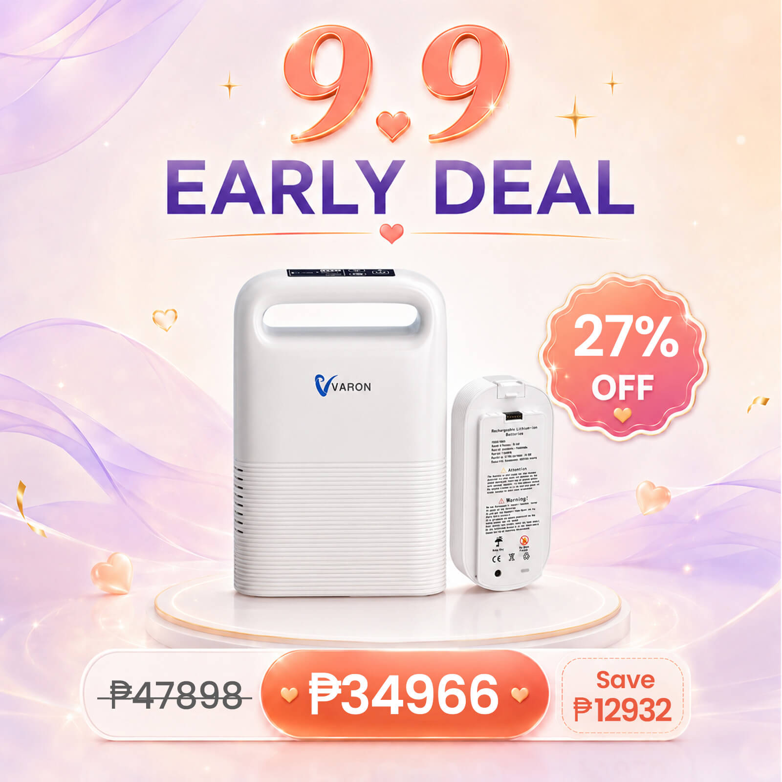 VARON 5L Pulse Flow Portable Oxygen Concentrator VP-2