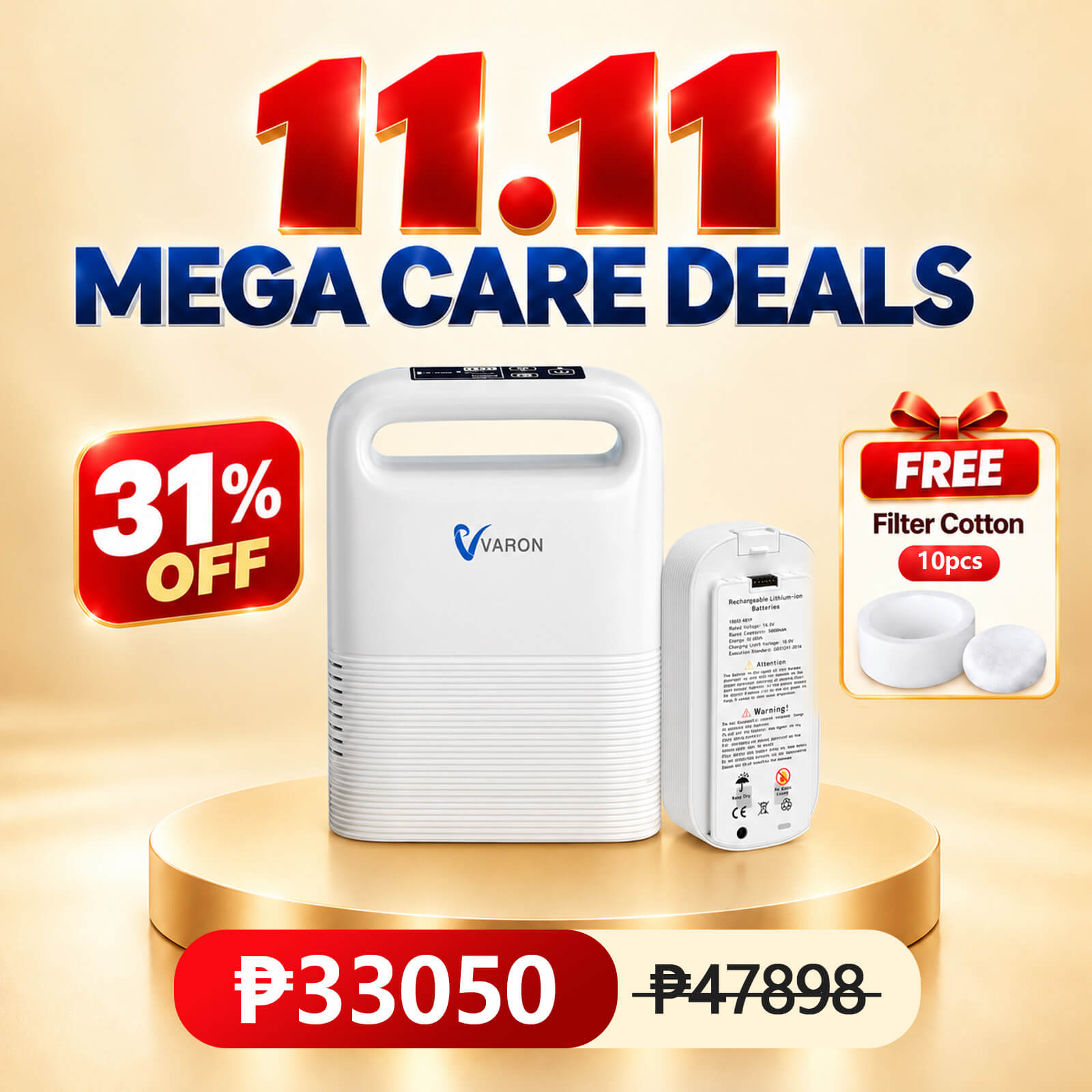 VARON 5L Pulse Flow Portable Oxygen Concentrator VP-2