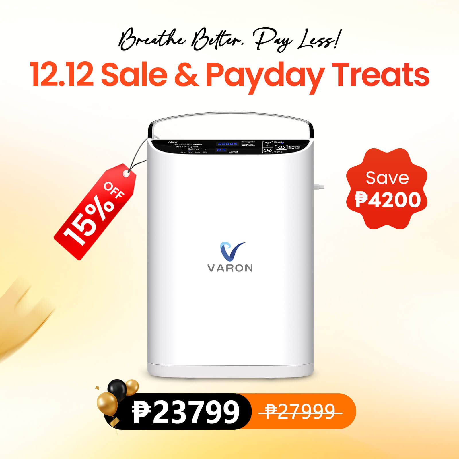 VARON 5L Pulse Flow Portable Oxygen Concentrator VP-1